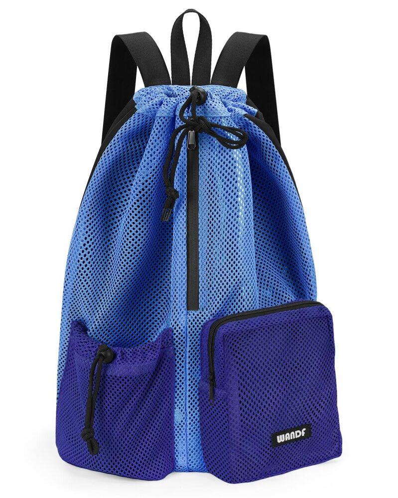 WANDF Mesh Drawstring Swim Bag Backpack - Ideal for Swim Class and Beach Day