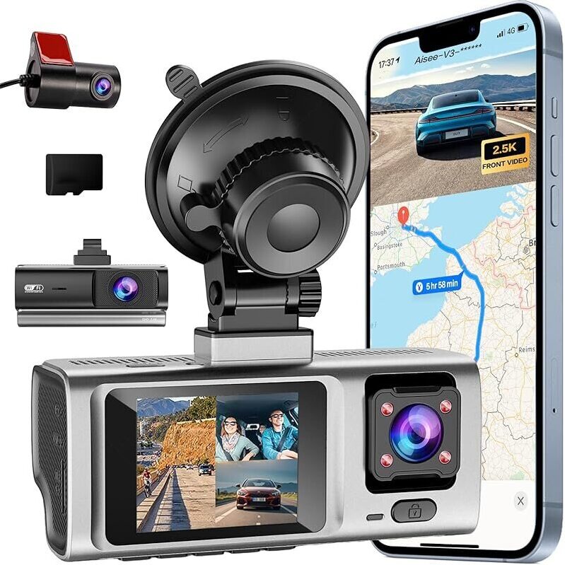 QOAK 3 Channel Dash Cam: Full Coverage Recording with QHD 4K Front Camera