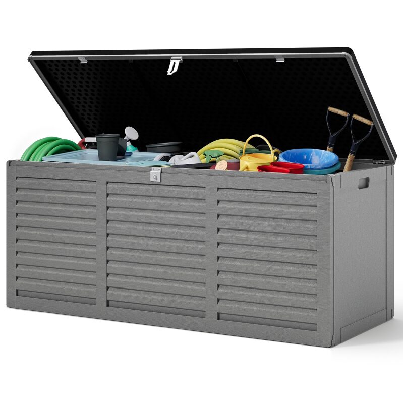 Segmart 130-Gallon Resin Deck Box - Outdoor Lockable Storage for Patio