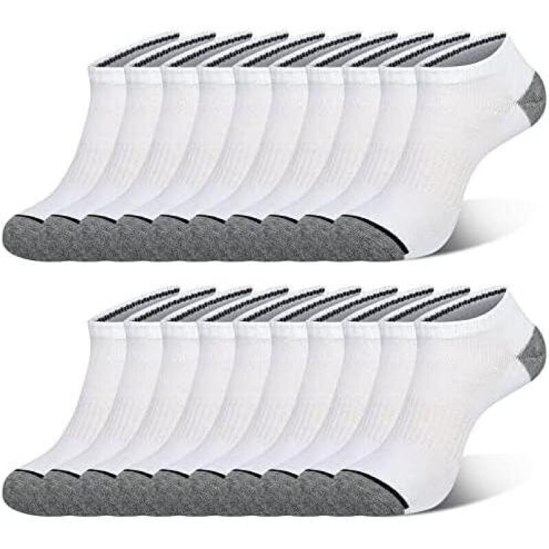 COOVAN Men's Low-Cut Sports Socks (10 Pairs/Cushioned) 50% OFF
