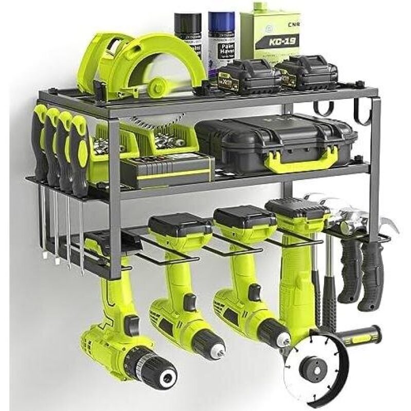 Iron Wall-Mounted Tool Rack (3 Tiers/4 Drill Positions) 58% OFF
