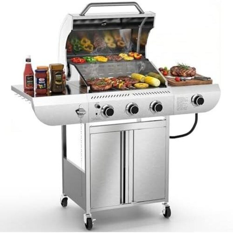 Premium 3-Burner Propane Gas Grill with Side Burner - 50% OFF