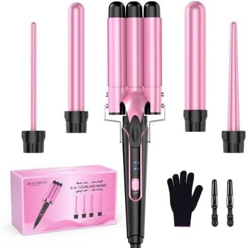 5-in-1 Curling Wand Set 48% OFF - Perfect for All Hair Types