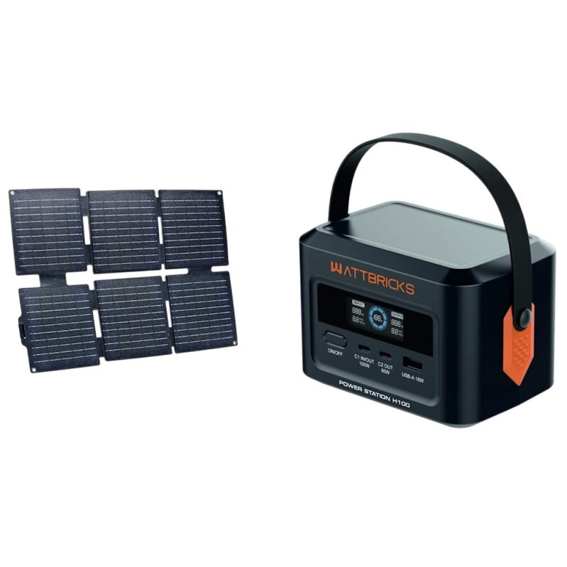 Wattbricks Portable 100W Power Station and Solar Panel Bundle - $40 Shipped