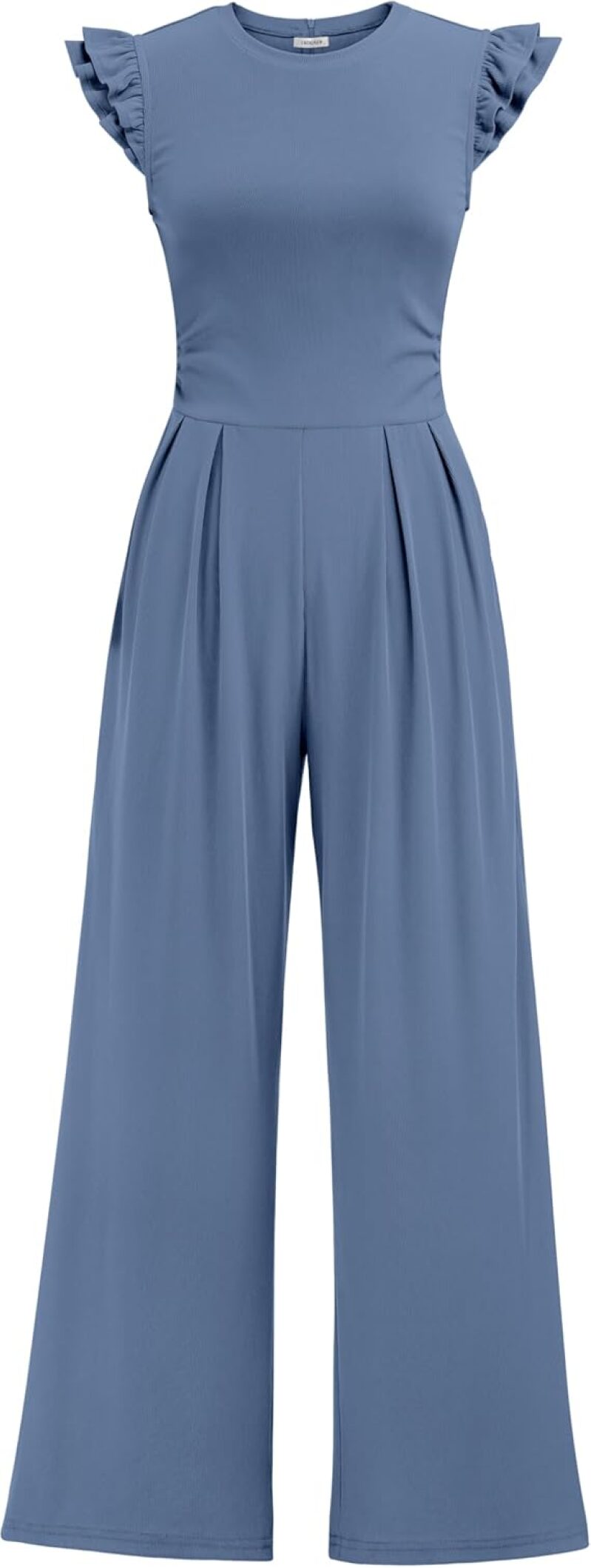 Ekouaer Jumpsuits for Women Dressy Casual - Ruffle Cap Sleeve Rib Knit Summer Romper