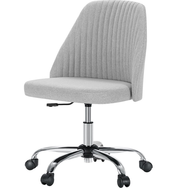 Elegant Vanity Chair with Wheels - Armless Desk Chair