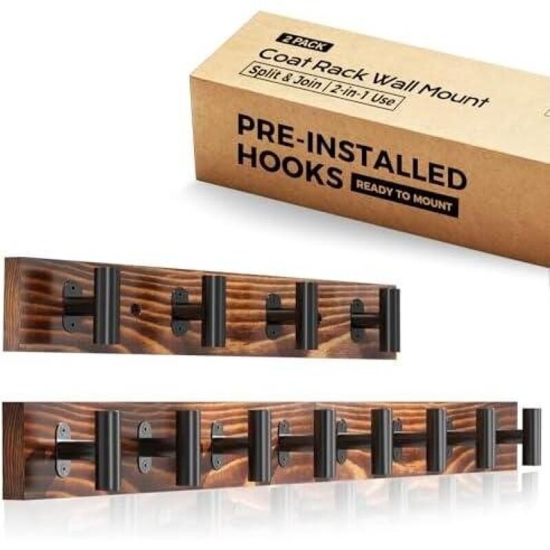 Double-Set Wall-Mounted Coat Rack with 8 Hooks - 50% Discount