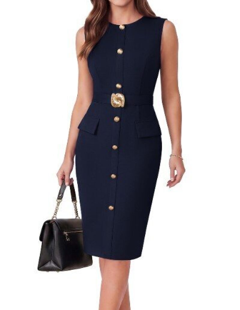 Elegant Sleeveless Fit & Flare Business Dress