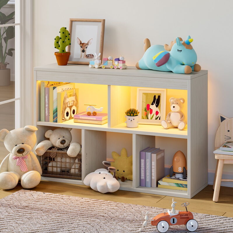 Pinmoco 5-Cube Reversible Toy Storage Organizer LED