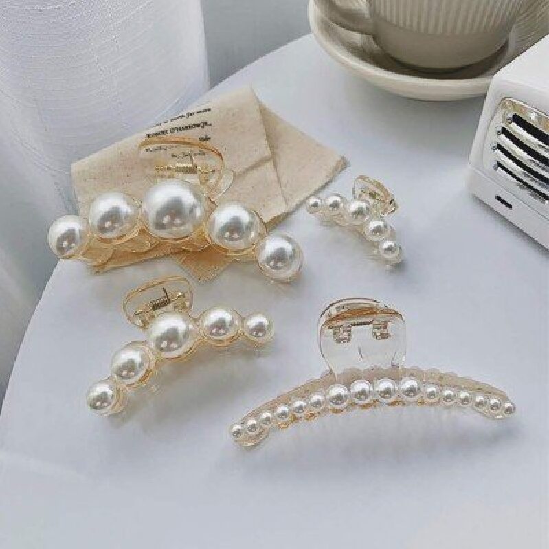 Elegant Pearl Hair Clips Set - 4 Pieces