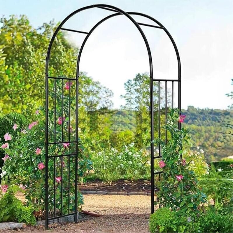 Elegant Moccha 7.2Ft Outdoor Steel Garden Arch Trellis