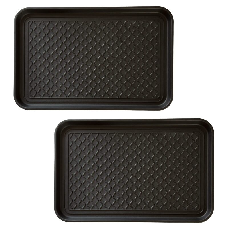 Stalwart All-Weather Boot Tray: Versatile Indoor Outdoor Doormat, 2-Pack