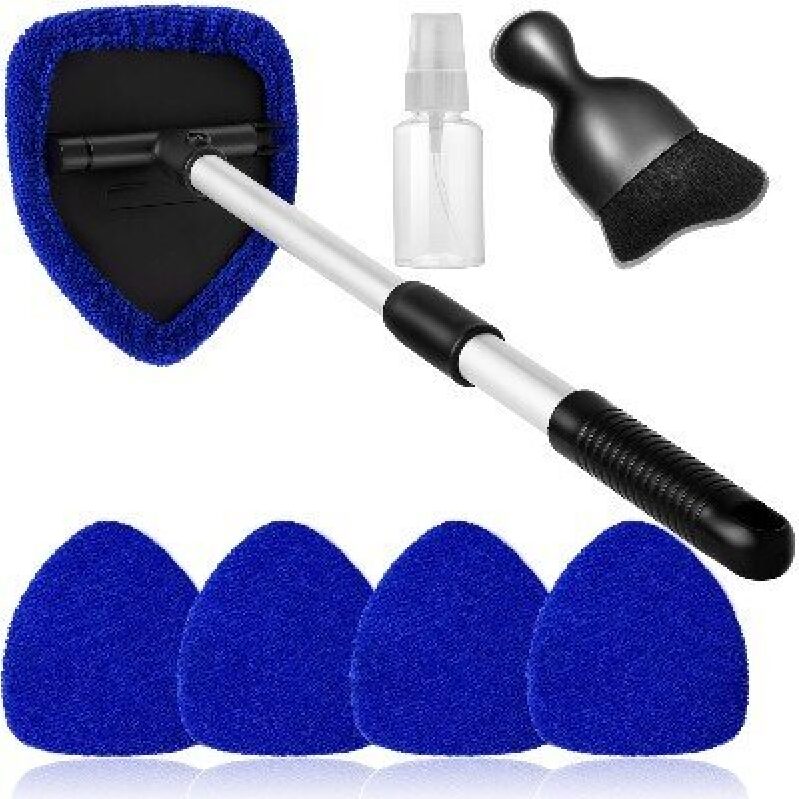 Comprehensive Car Glass Cleaning Kit with Extendable Handle and Extra Sponges