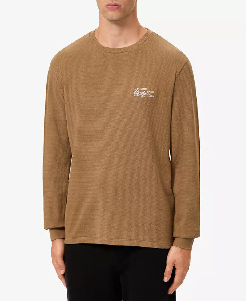 Lacoste Crocodile Logo Waffle Warm Long-Sleeve Tee - 30% Off Today!