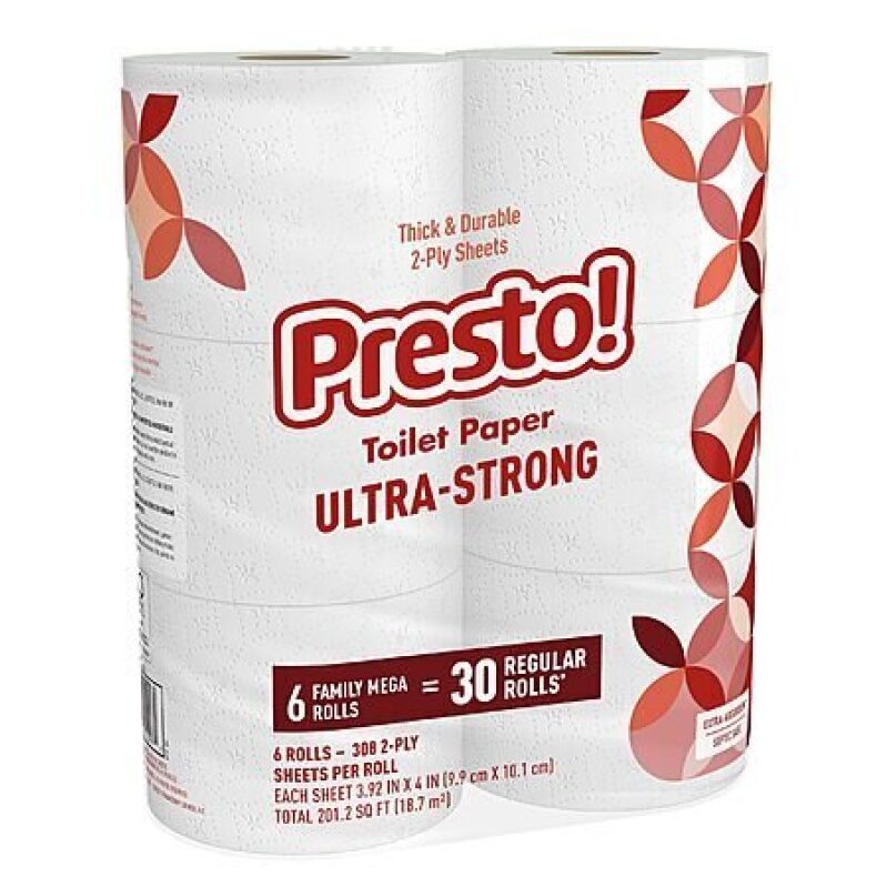 Get 6-Pack Presto! Ultra-Strong Mega Rolls Toilet Paper for Just $2.62 with Prime Perks