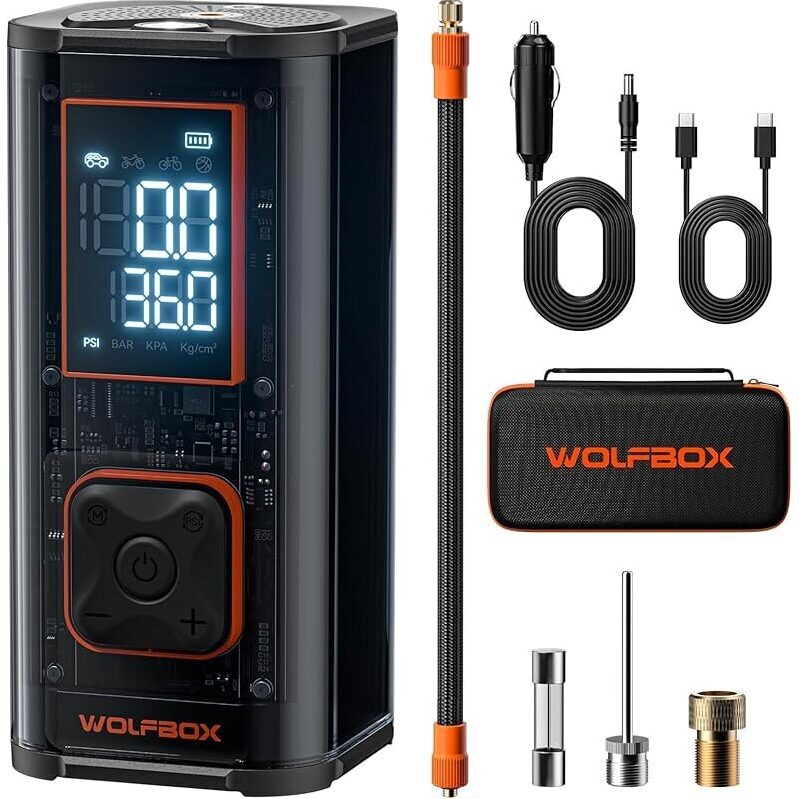 WOLFBOX 12000mAh & 150PSI Tire Inflator - Portable Air Compressor