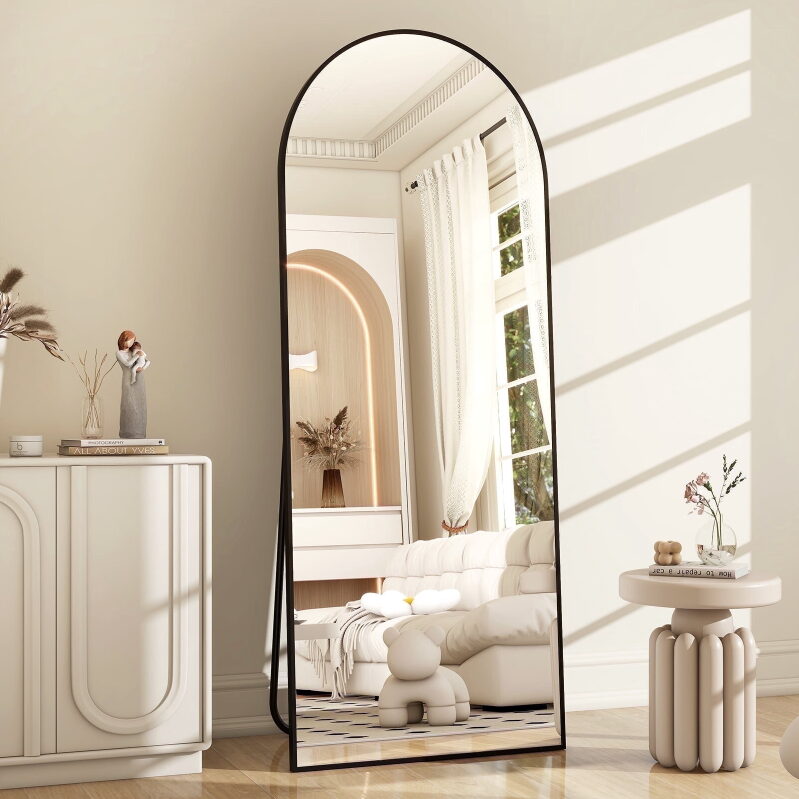 Full-Length Mirror with Smooth Arched-Top Frame - Enhance Your Space
