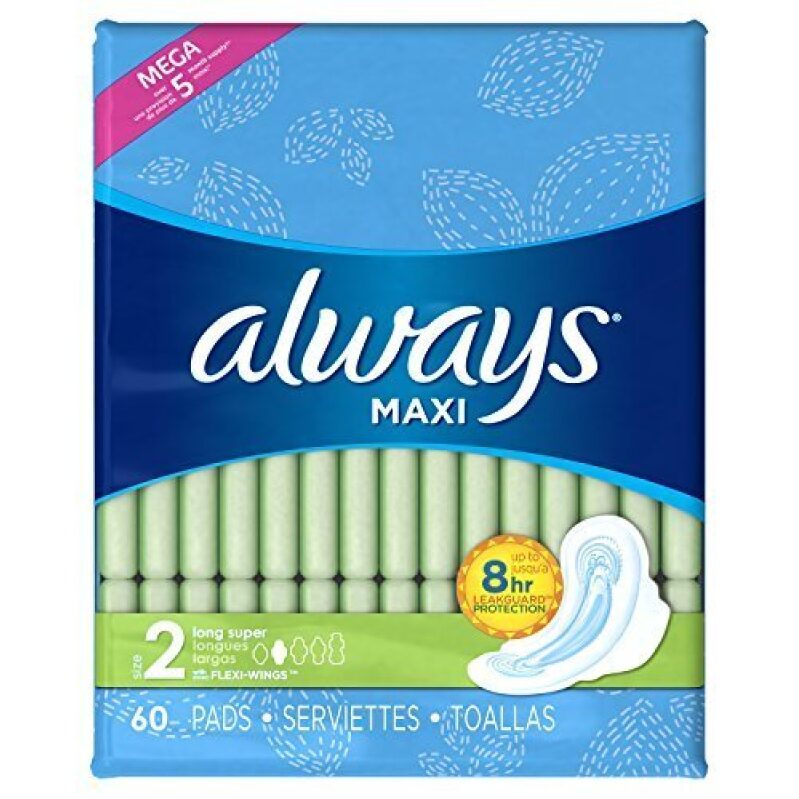 Always Maxi Size 2 Ultra-Long Sanitary Pads, 60 Count, on Sale for $10.42, Free Shipping!