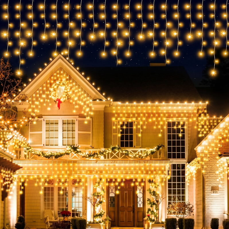 Elegant 32.8 ft LED Icicle Lights for Outdoor Decoration