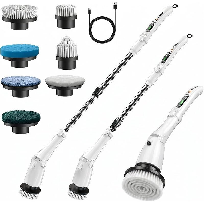 Powerful Cordless Electric Spin Scrubber: 3-Speed, 4000mAh, Smart Digital Display