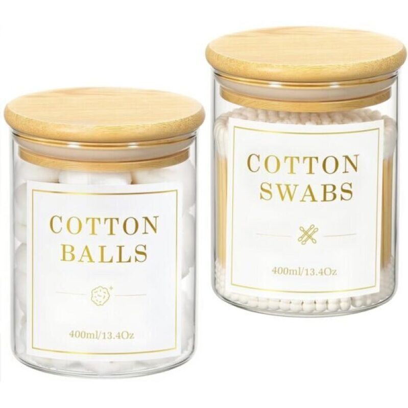 Luxspire 2-Pack Glass Cotton Swab Dispensers - 55% Off