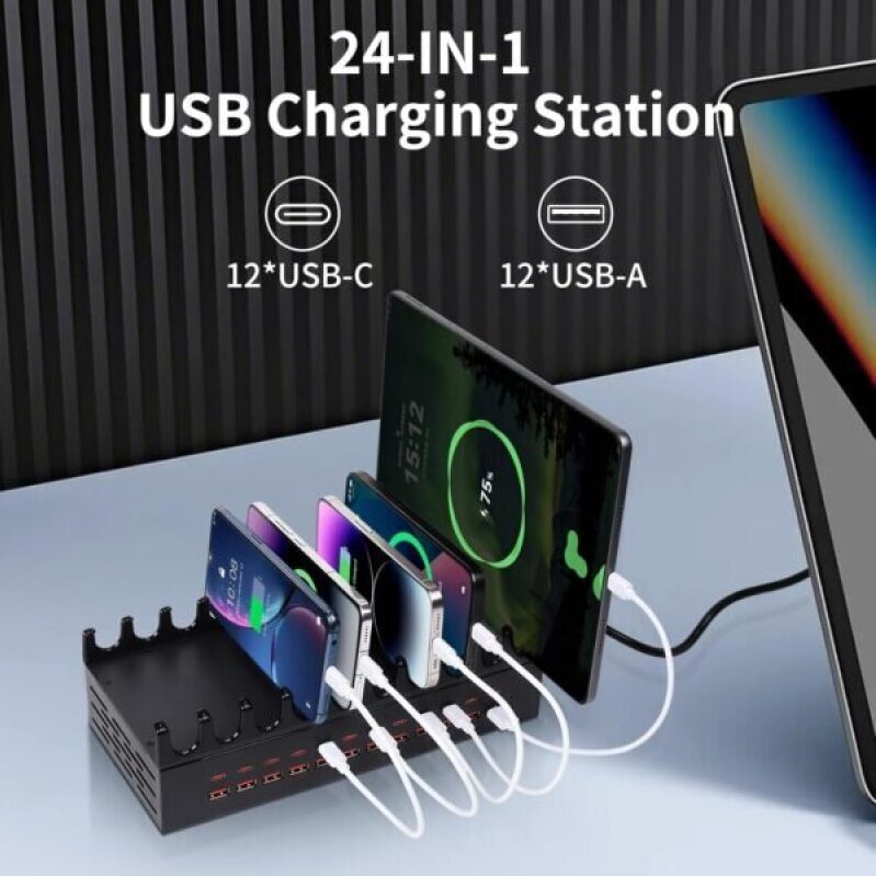 24-Port USB Charging Station with 300W Power - 64% Discount