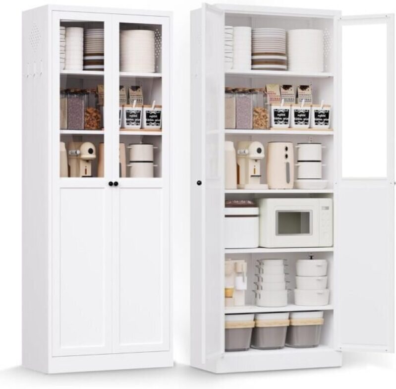 Space-Saving 72-Inch White Kitchen Pantry Cabinet - 32% Discount