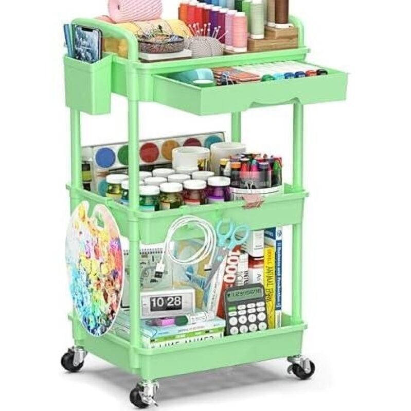 3-Tier Rolling Cart with Locks - 50% OFF