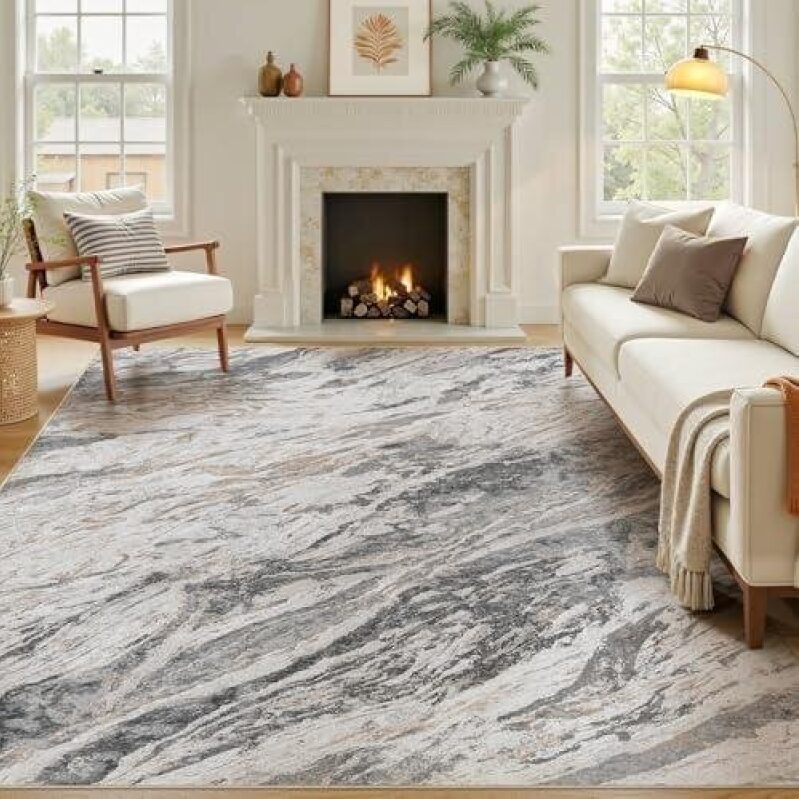 Elegant Abstract Washable Living Room Rug - 50% OFF