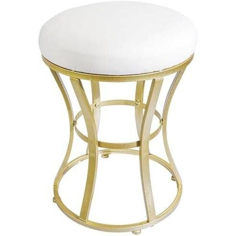 Elegant White Velvet Round Vanity Stool - 25% Off