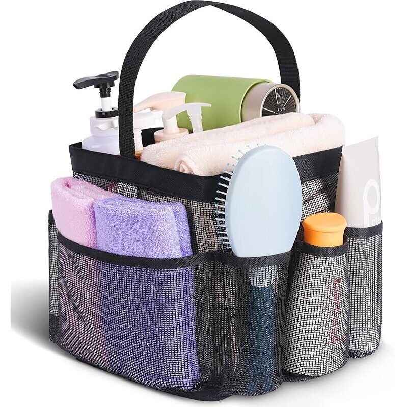 Portable Mesh Shower Caddy with 8 Pockets