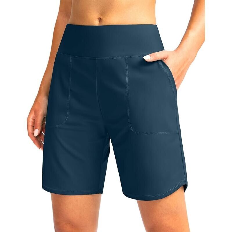 Viodia Women's 7-in Long Swim Board Shorts with Pockets