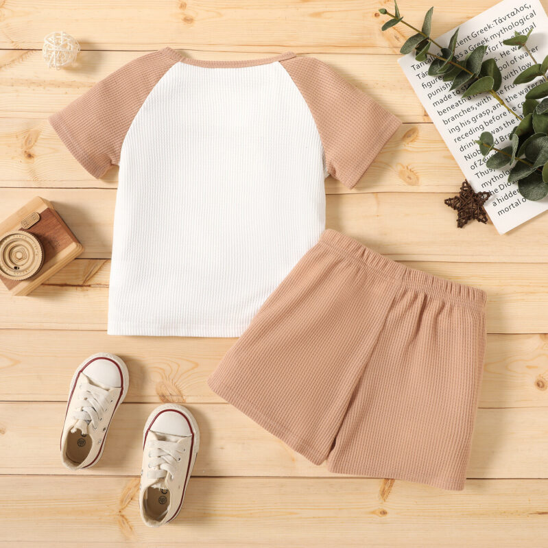 Toddler Waffle Color Block Tee Set w/Shorts - Stylish & Comfortable
