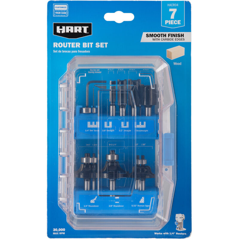 HART 7-Piece Decorative Router Bit Set - Premium Quality Woodworking Tool