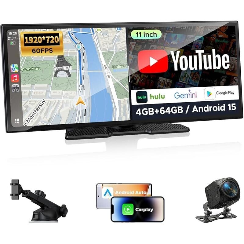 Topexplore 11-in AI CarPlay Screen: Full Google-Play Access