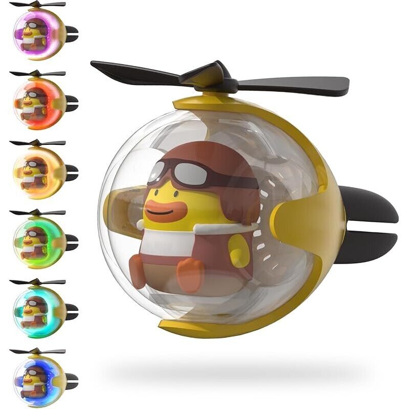 GUSTANO Yellow Duck Car Air Freshener w/6-Color Auto Light Up