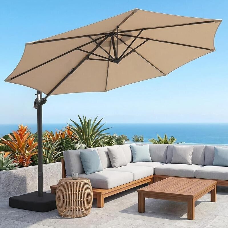 10ft Cantilever Offset Patio Umbrella with Base - Perfect Outdoor Shade