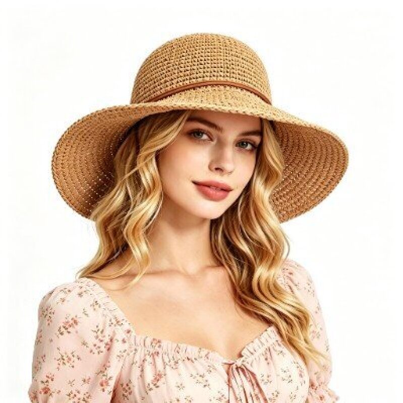 Women's Wide-Brimmed Sun Hat for Summer Beach Protection