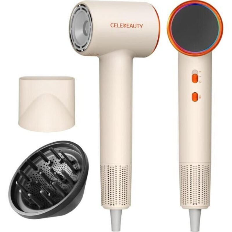 Ionic Hair Dryer with Magnetic Diffuser & Nozzle - Fast Drying & Frizz Control
