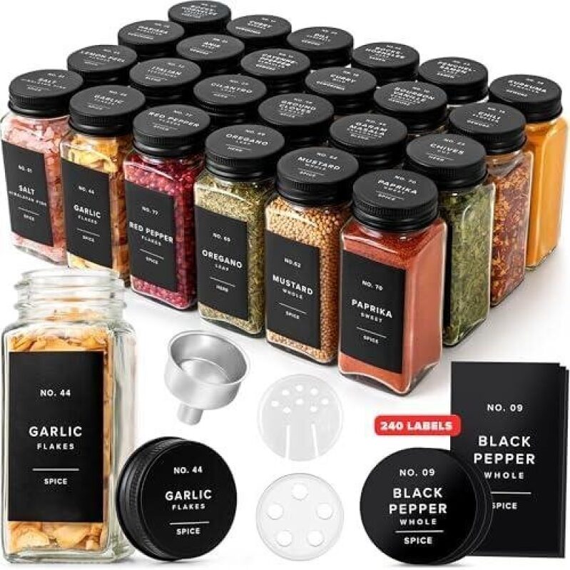 EDELHAUS Glass Spice Jars - 240 Labels - 50% OFF