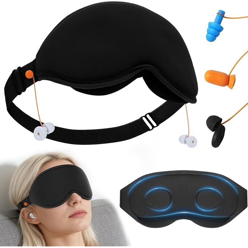 VFM 3D Contoured Sleep Mask with Earplug Keeper