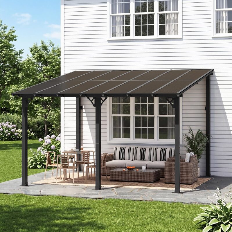 Aoxun 14ft x 10ft Gazebo for Patio, Lean to Gazebo Pergola