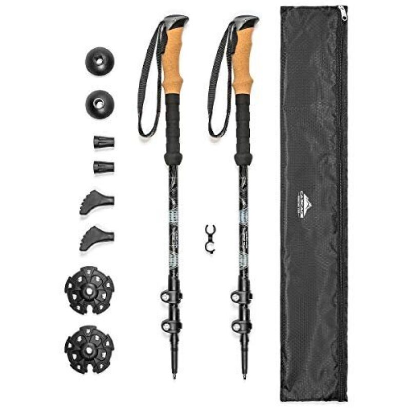 Premium Aluminum Trekking Poles, 2 Pack - Durable & Lightweight