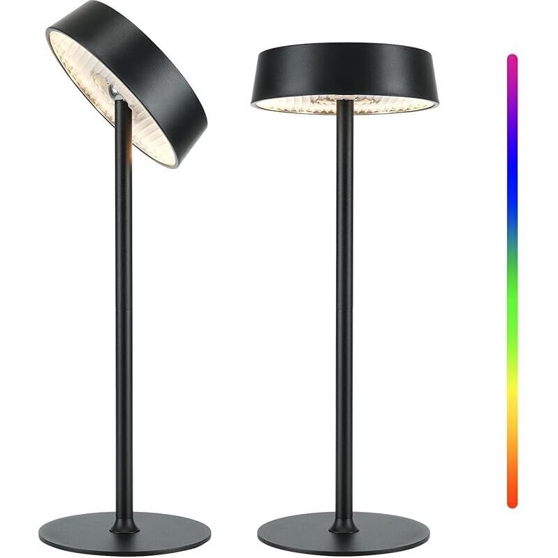2-Pk EZVALO Cordless RGB Dimmable Table Lamps - Battery Operated, RGB, Portable