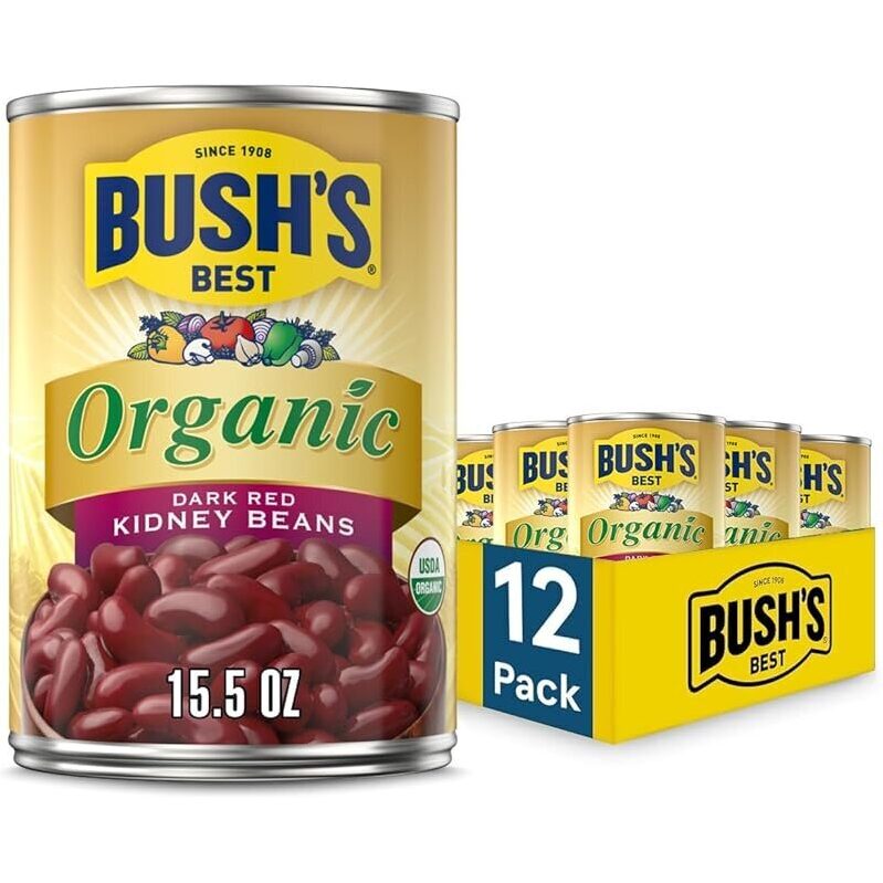 12-Pack Organic Dark Red Kidney Beans, 15oz - Bulk Savings