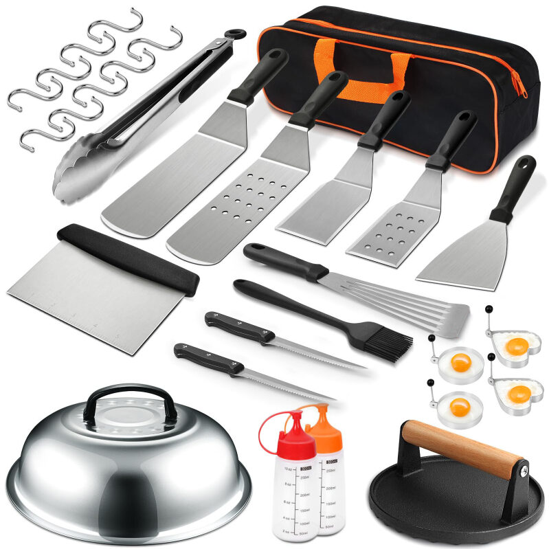 30-Piece Stainless Steel Griddle Tool Kit for BBQ