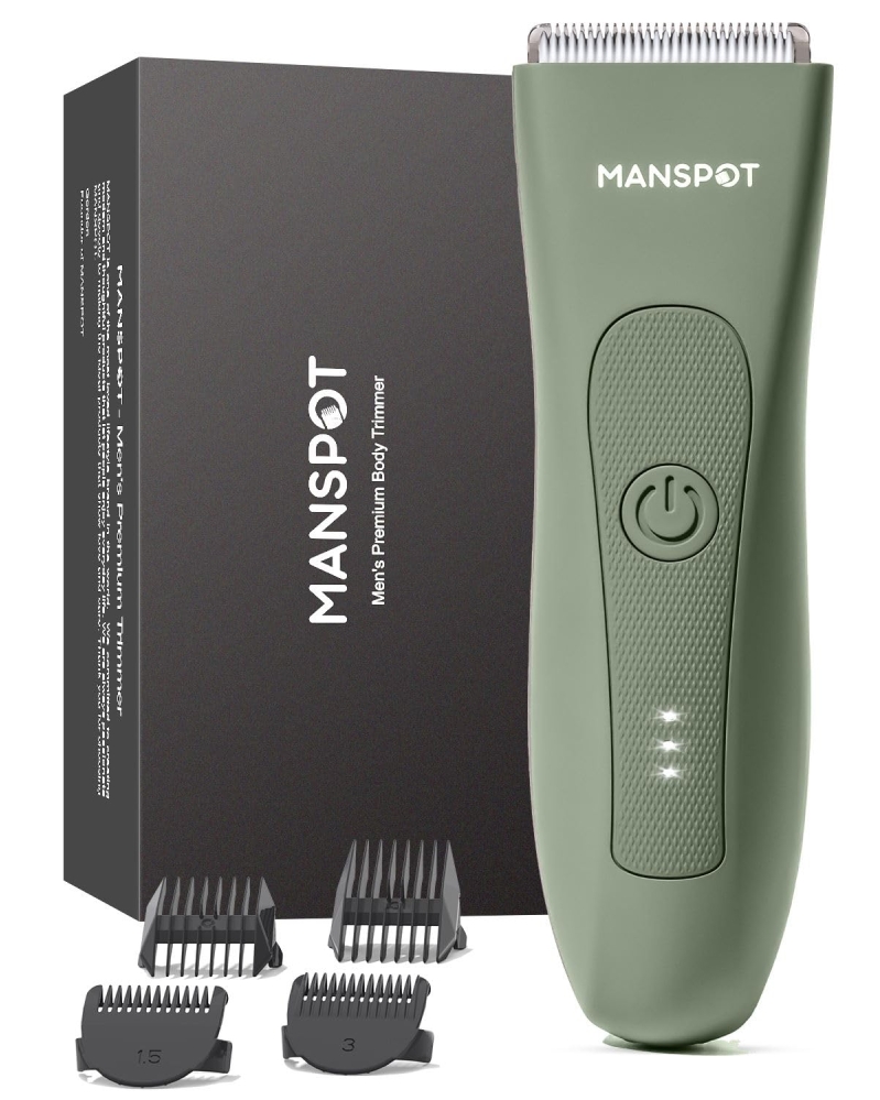 MANSPOT Electric Pubic Hair Trimmer - Waterproof Body and Groin Shaver for Men and Women (Black)