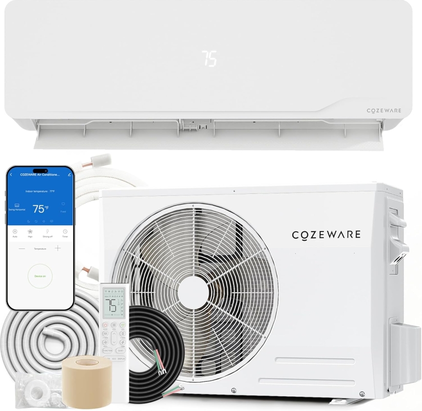COZEWARE Visio Series 18000 BTU 20 SEER2 Smart Mini Split AC with Heat Pump (230V, 1.5 Ton)