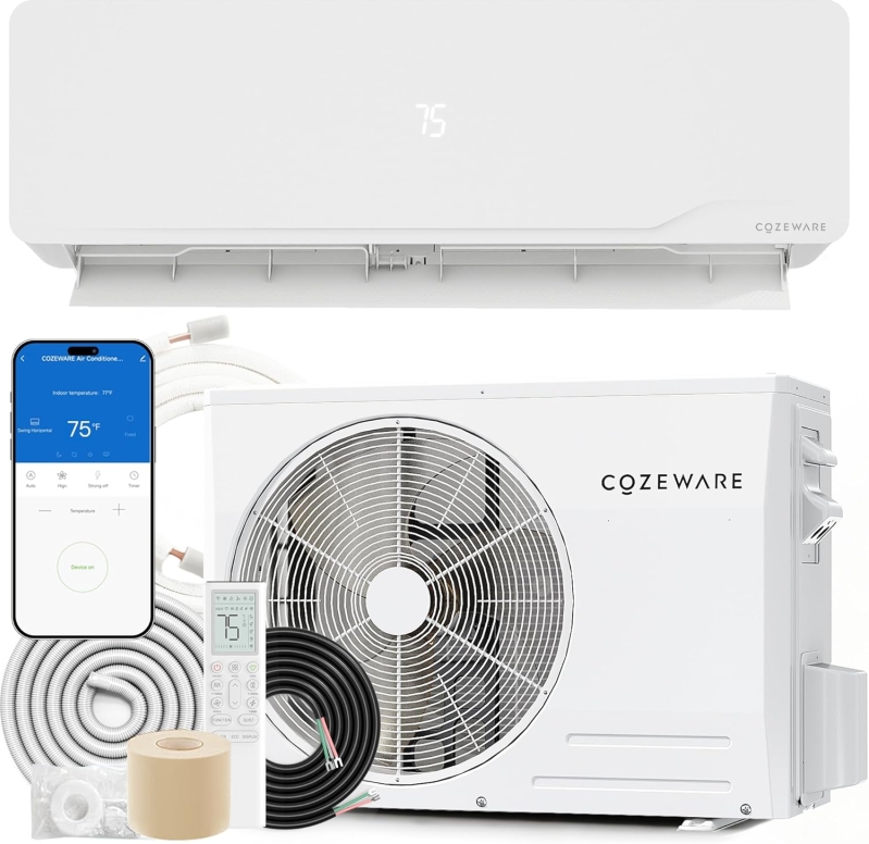 COZEWARE Visio Series 18000 BTU 20 SEER2 Smart Mini Split AC with Heat Pump (230V, 1.5 Ton)