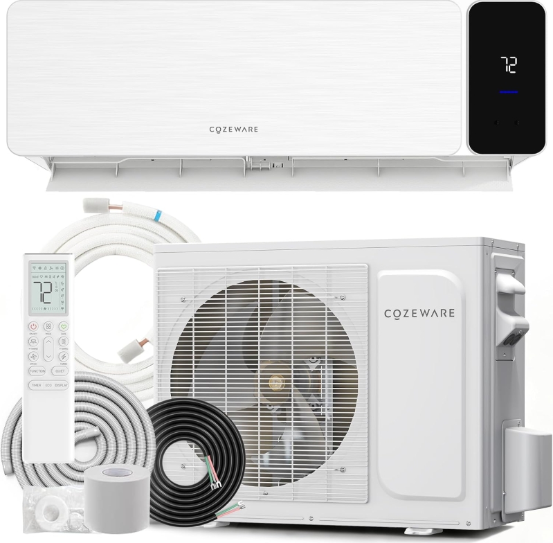 COZEWARE Visio Series 9000 BTU 18 SEER2 Ductless Mini Split AC with Heat Pump (115V)